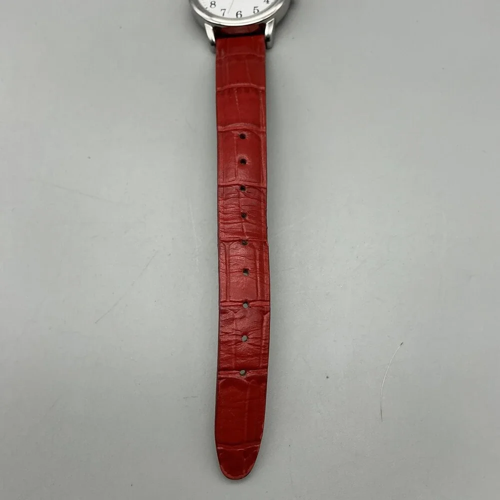 Timex Indiglo WR30M Womens Watch 30mm White Dial Red Leather New Battery